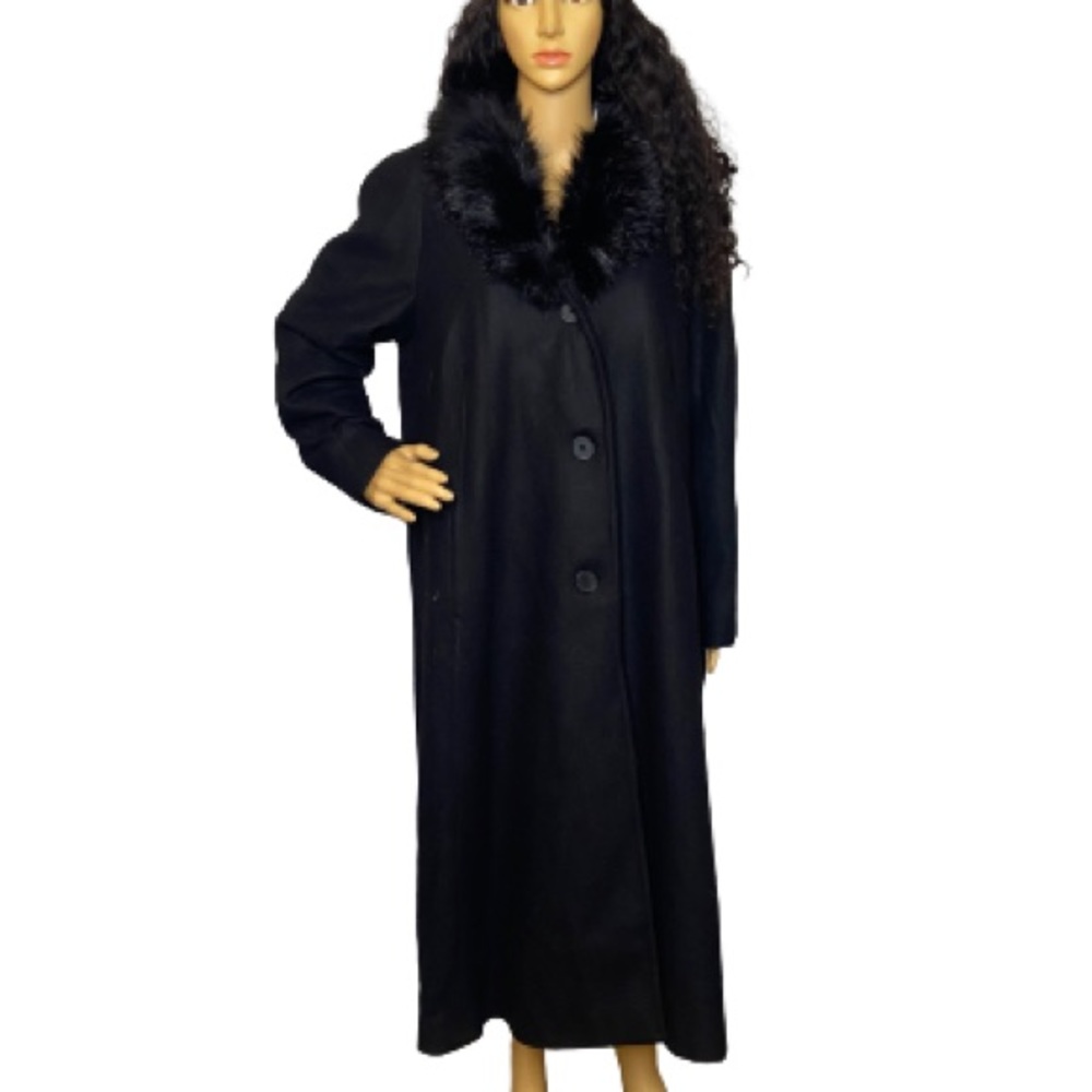 Jones New York Women’s Faux-Fur SHAWL COLLAR Maxi Coat